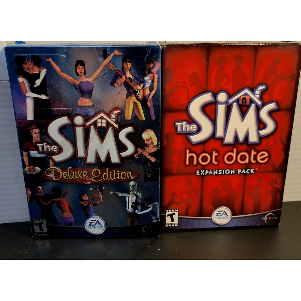 VINTAGE The Sims Deluxe Edition Hot Date PC Game Lot Big Box 2001 CIB